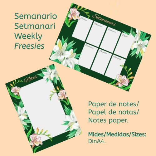 Papel de notas y semanario 
