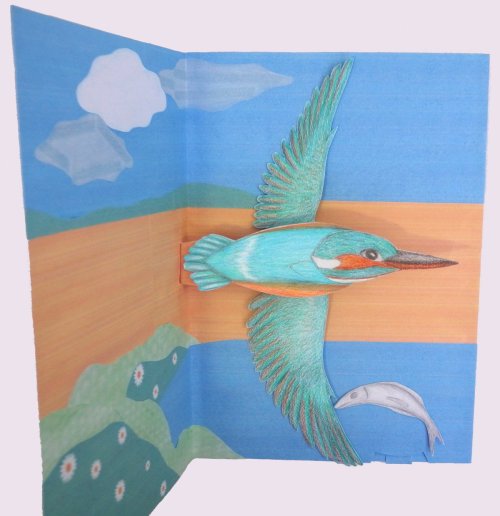 Targeta desplegable 3D Blauet /Tarjeta 3D Martín pescador /Kingfisher Pop-up Card 